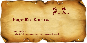 Hegedűs Karina névjegykártya